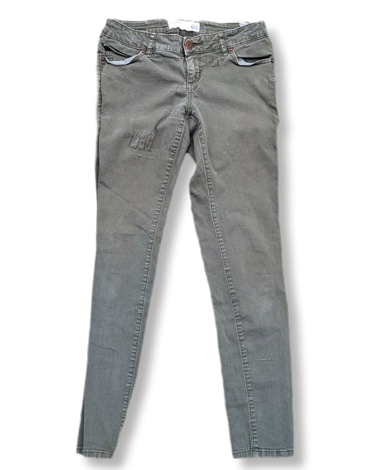 Jeans skinny vert kaki un peu délavés | Le garage | 03