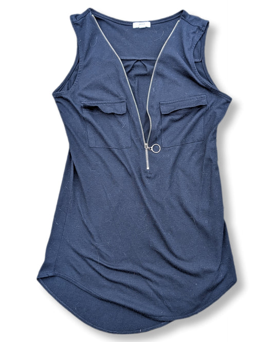 Débardeur avec zip frontal et deux poches sur la poitrine | Ardène | XS