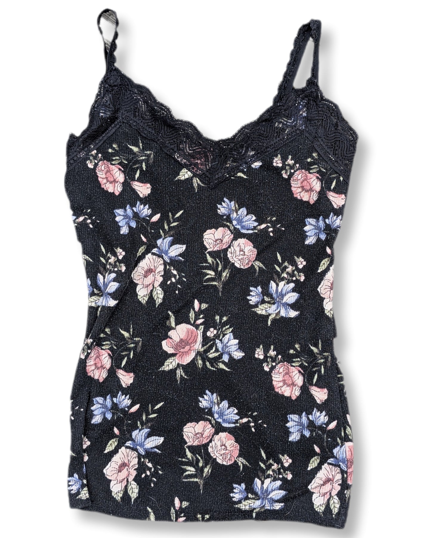 Camisole noire floral avec dentelle au col│Ardène