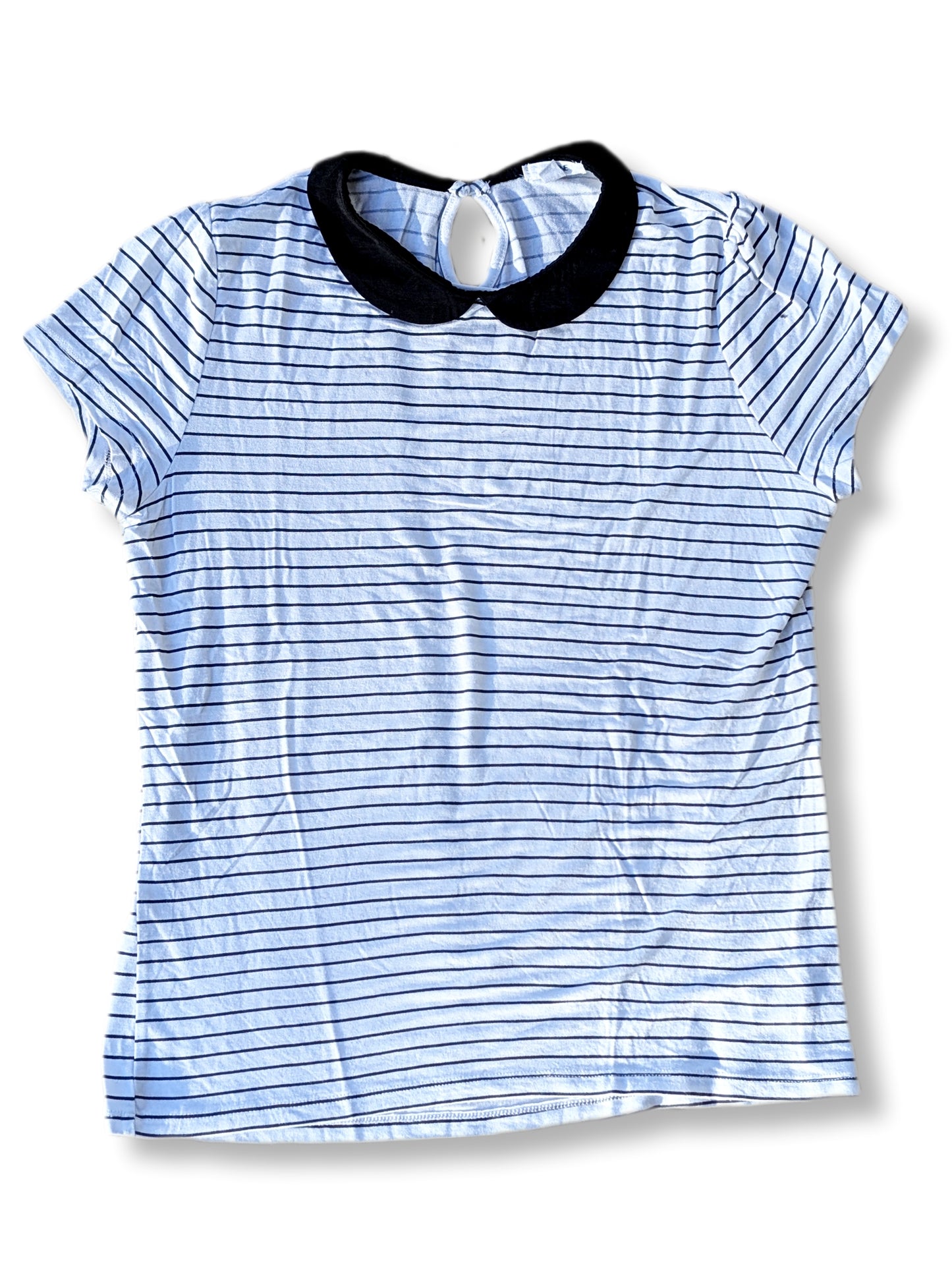 T-shirt à manches courtes avec col noir de style "peter-pan" | Ardène | LARGE