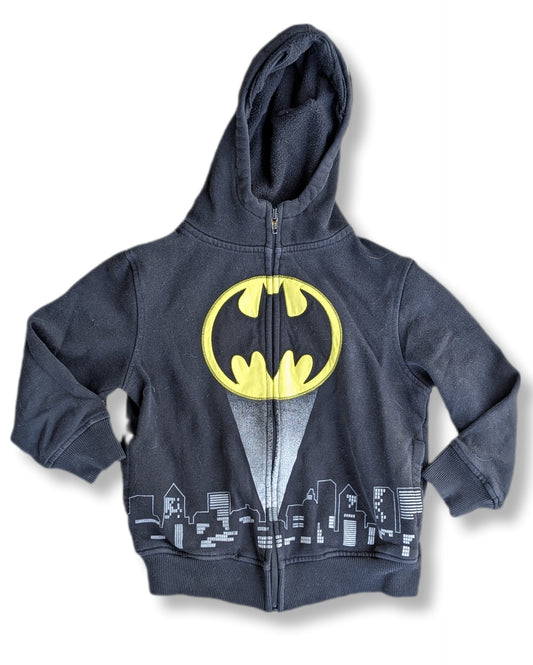 Chandail noir à capuchon avec fermeture éclair & logo de Batman | 5 ans