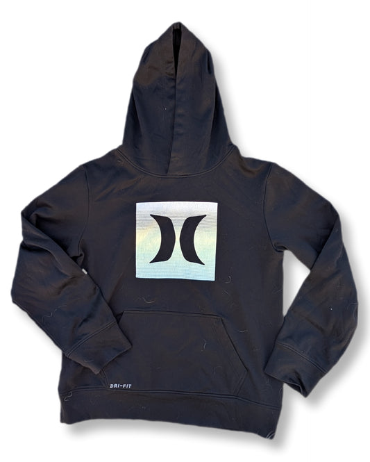 (Ado) Chandail à capuchon noir avec logo blanc | Hurley | 12-13 ans