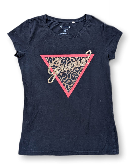 T-shirt à manches courtes avec logo imprimé et motif léopard | GUESSjeans | LARGE