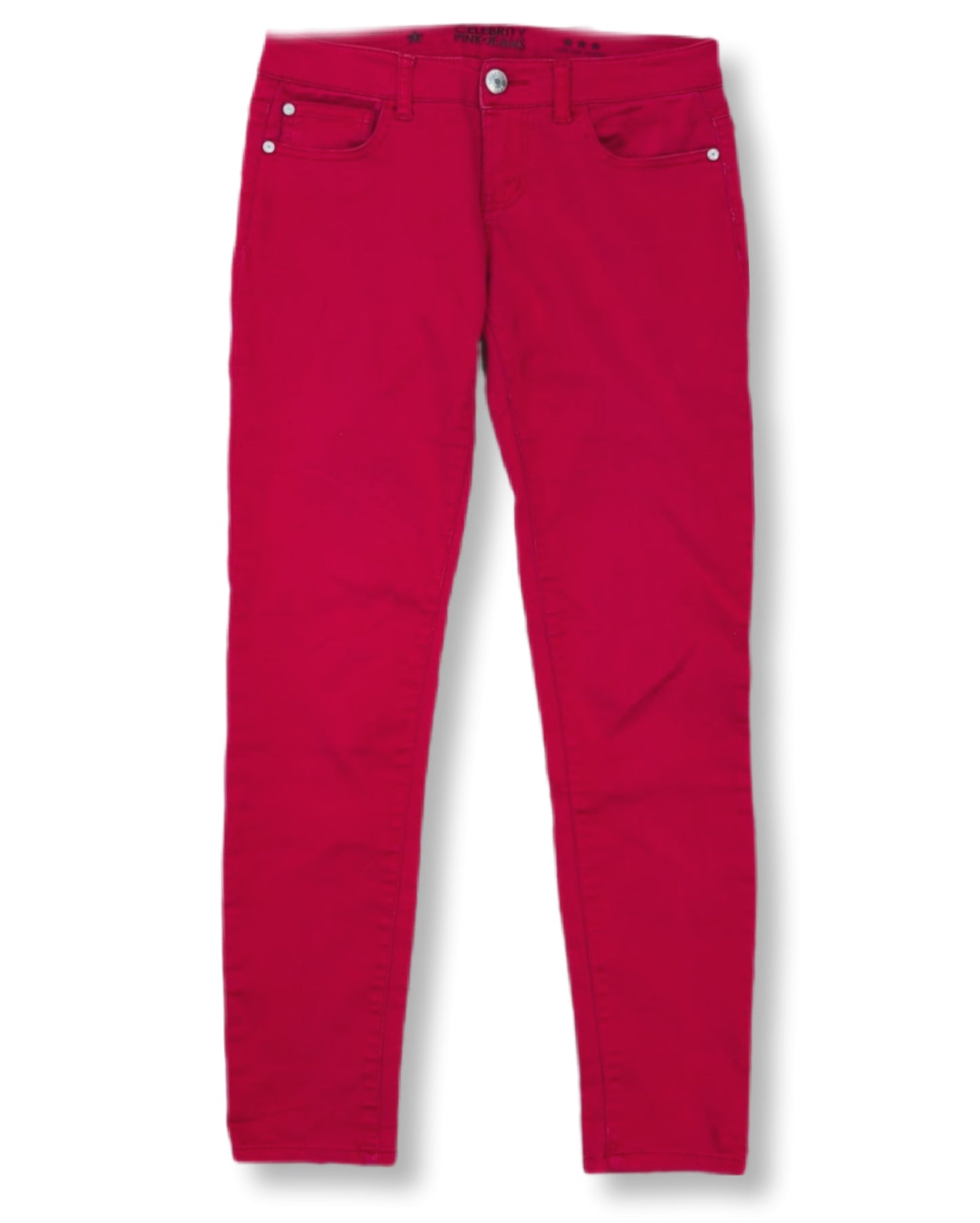 Pantalons style skinny jeans taille basse couleur ketchup | Celebrity Pink | 05