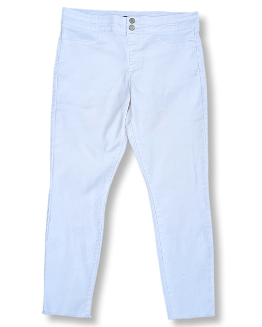 Jeans blanc skinny à taille haute avec double boutons | Jordache | LARGE