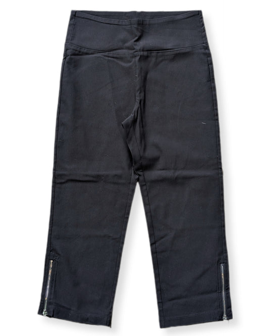 Pantalons capri taille haute avec large ceinture et zips aux cheville | SMALL