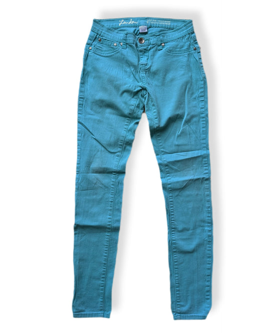 Jeans skinny taille basse couleur turquoise vif | London | SMALL