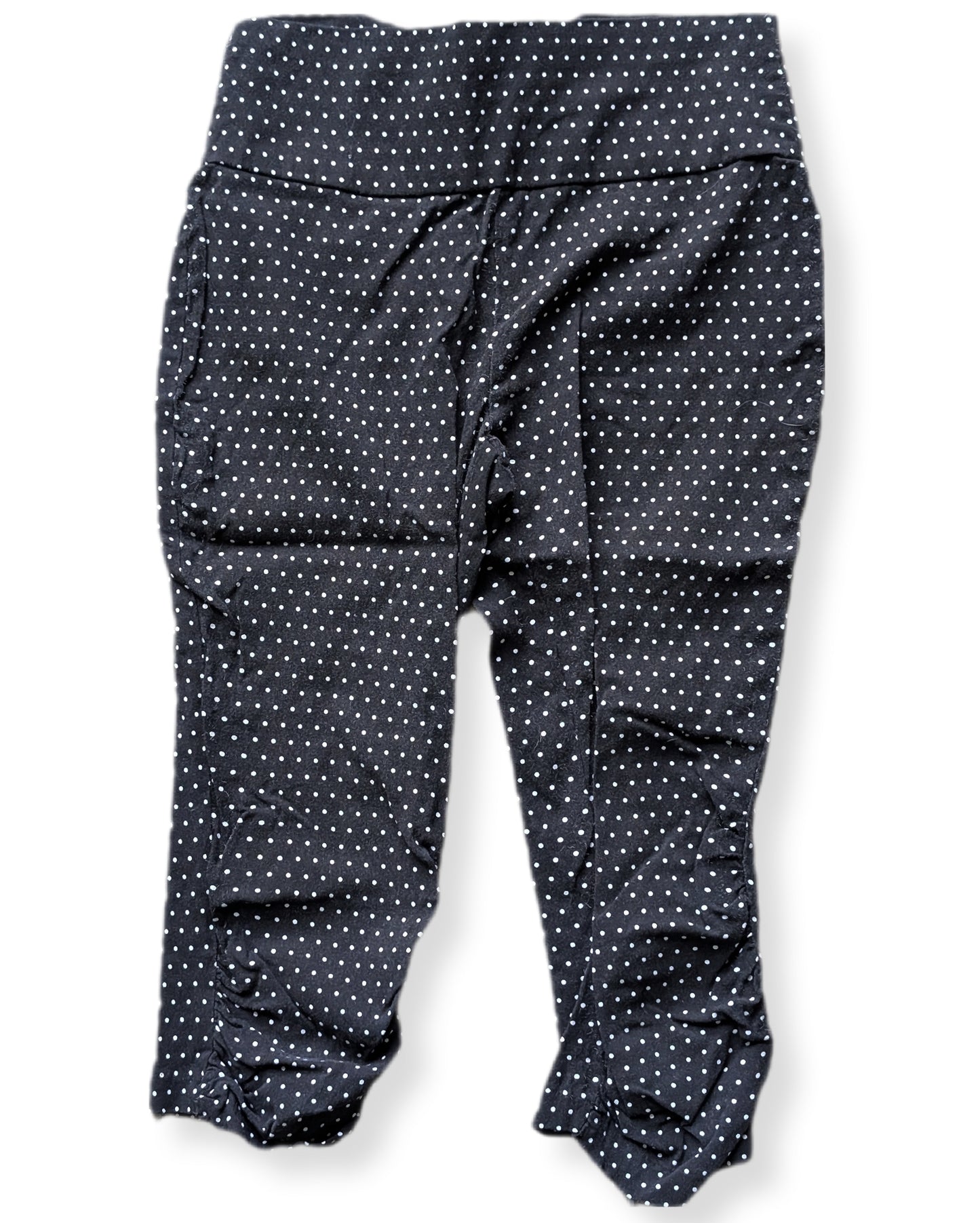 Pantalons capri noirs avec pois blancs et chevilles froncés | V&X | SMALL
