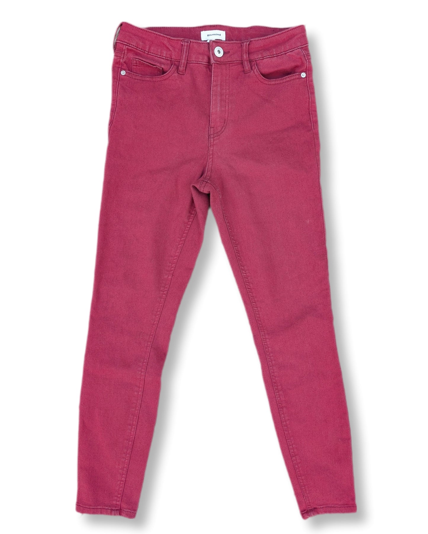 Jeans skinny couleur framboise à la taille haute | Blumind | 27