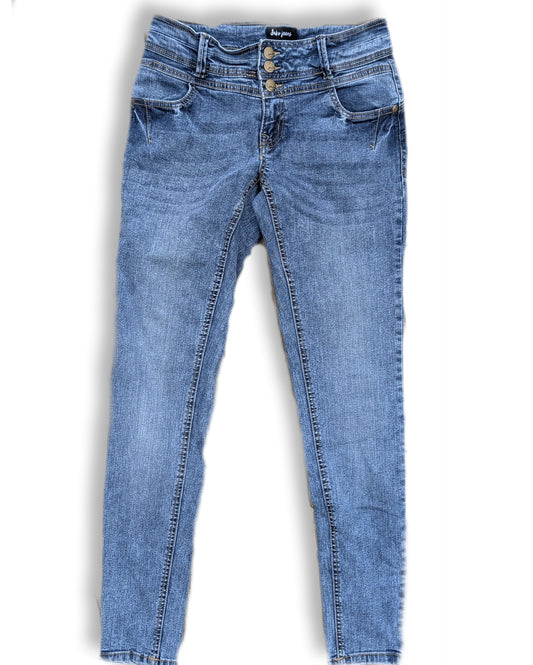 Jeans skinny délavé à taille haute avec 3 boutons | SukoJeans | 04