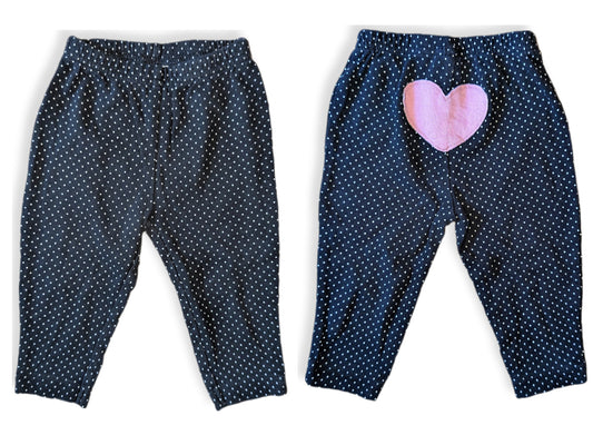 Legging marine à petit pois blanc avec coeur sur les fesses | Carter's | 3-6 mois