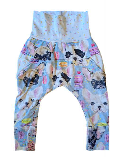 Pantalons évolutifs à taille haute, extensibles à motif de bouledogue | Tiny&moi | 0-12 mois