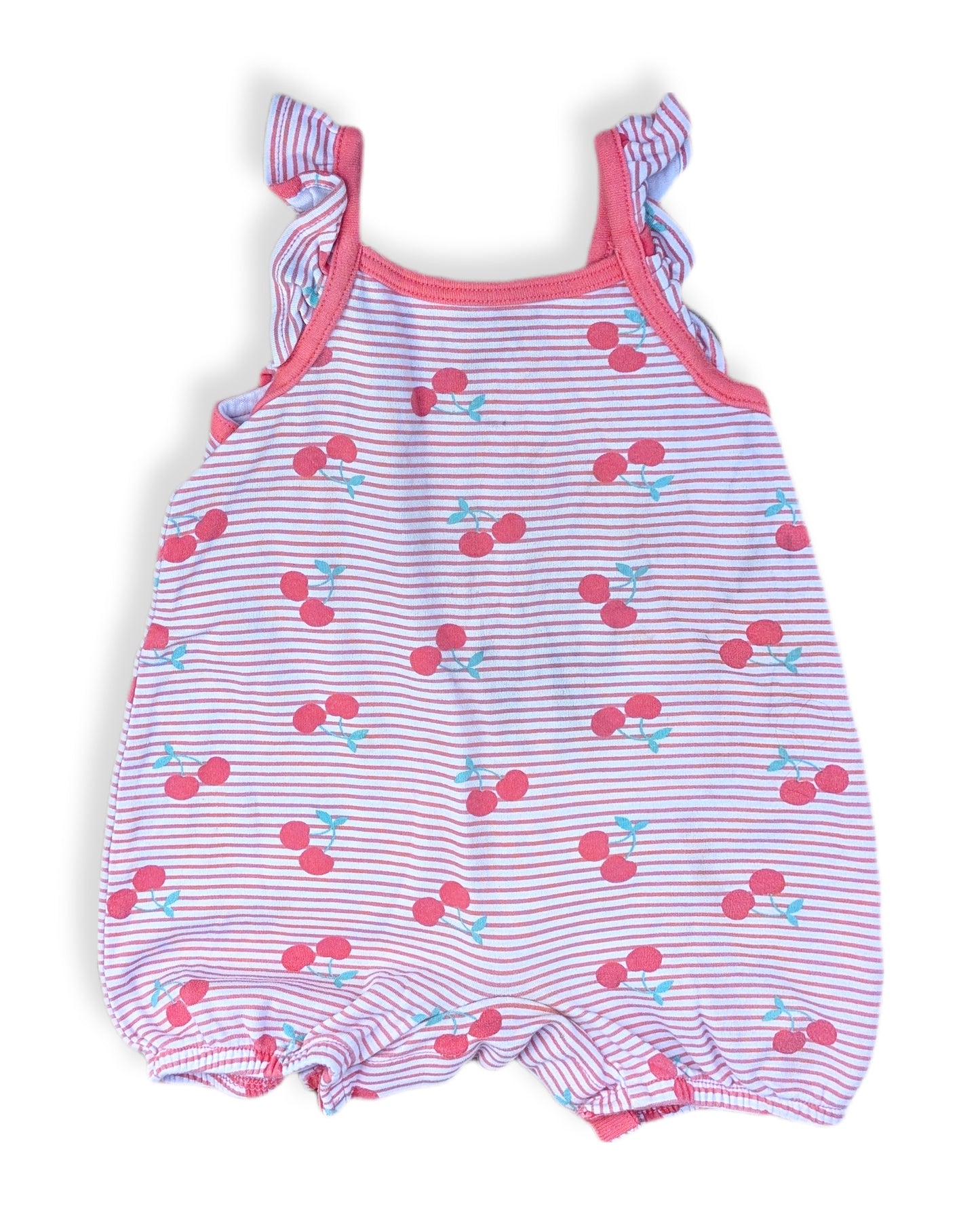 Combi-shorts avec bretelles à volants et motifs de cerise 🍒 | Rococo | 12 mois