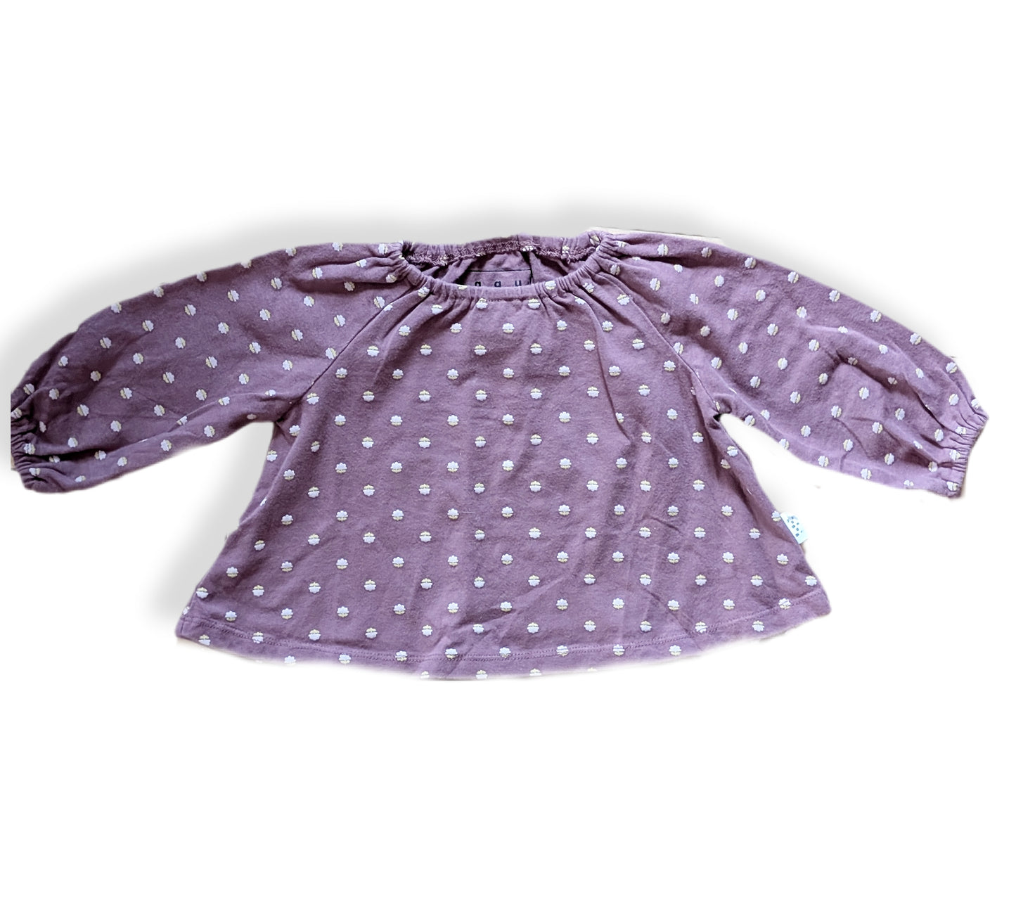 Tunique lilas à petit pois avec manches longues bouffantes | Gagou Tagou | 6 mois