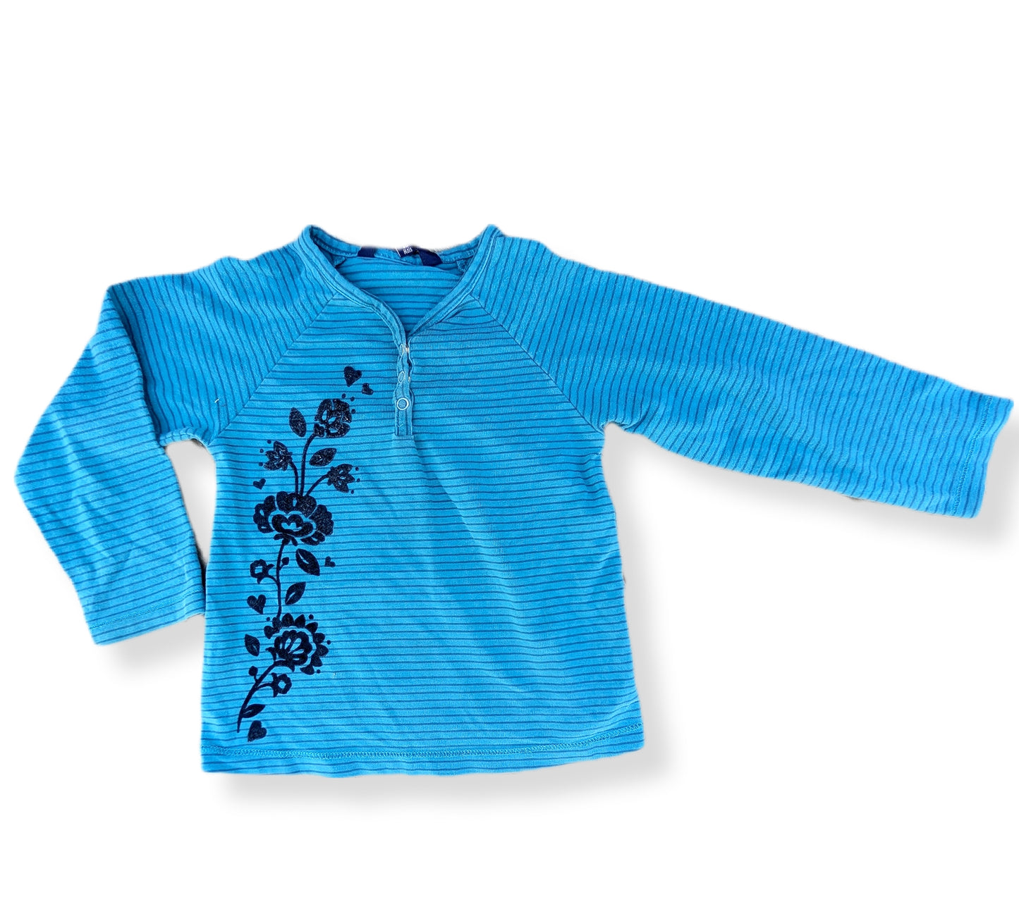 T-shirt à manches longues rayés avec 3 boutons au col | Souris-mini | 18 mois