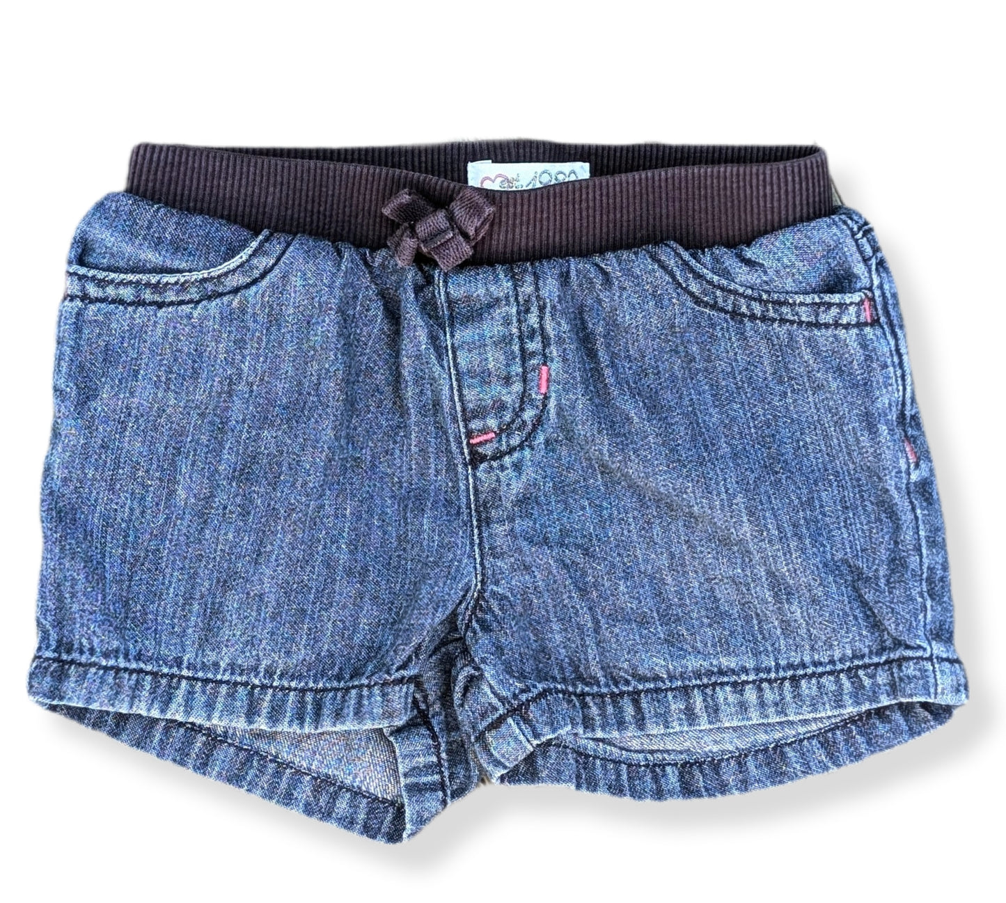 Shorts en denim avec ceinture élastique et cordons décoratifs | The children's place | 12-18 mois