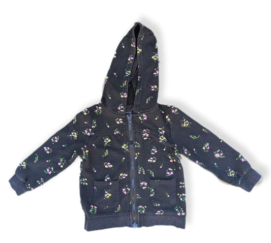 Chandail à capuchon & fermeture éclair avec imprimé de fleurs | 24 mois