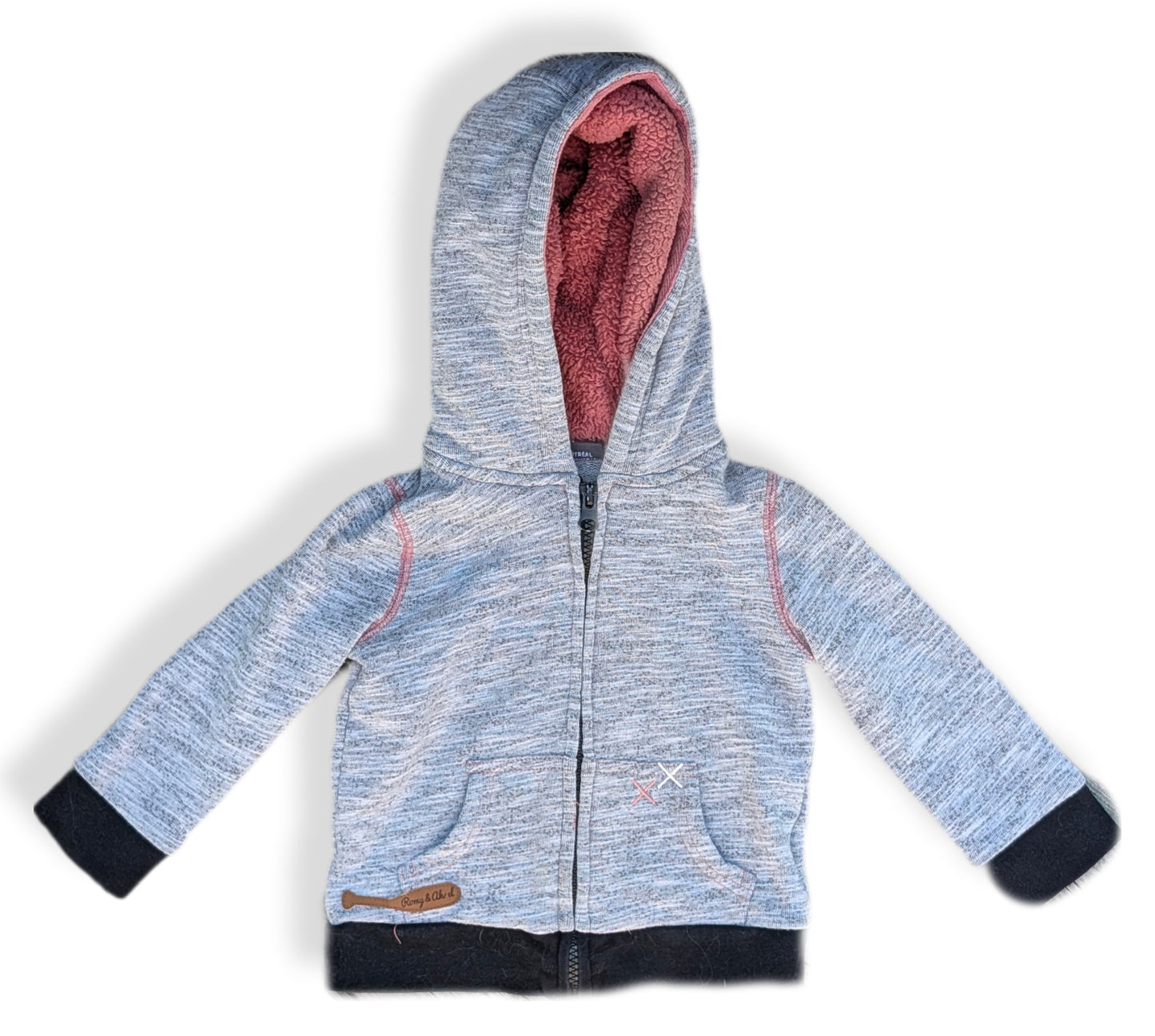 Chandail à capuchon & fermeture éclair doublé polaire | Romy & Askel | 24 mois