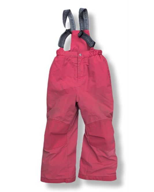 Pantalons de neige couleur corail, avec bretelles ajustables *IMPARFAITE* 2 petits trous de brûlure sur les fesses | Perlimpinpin | 6 ans