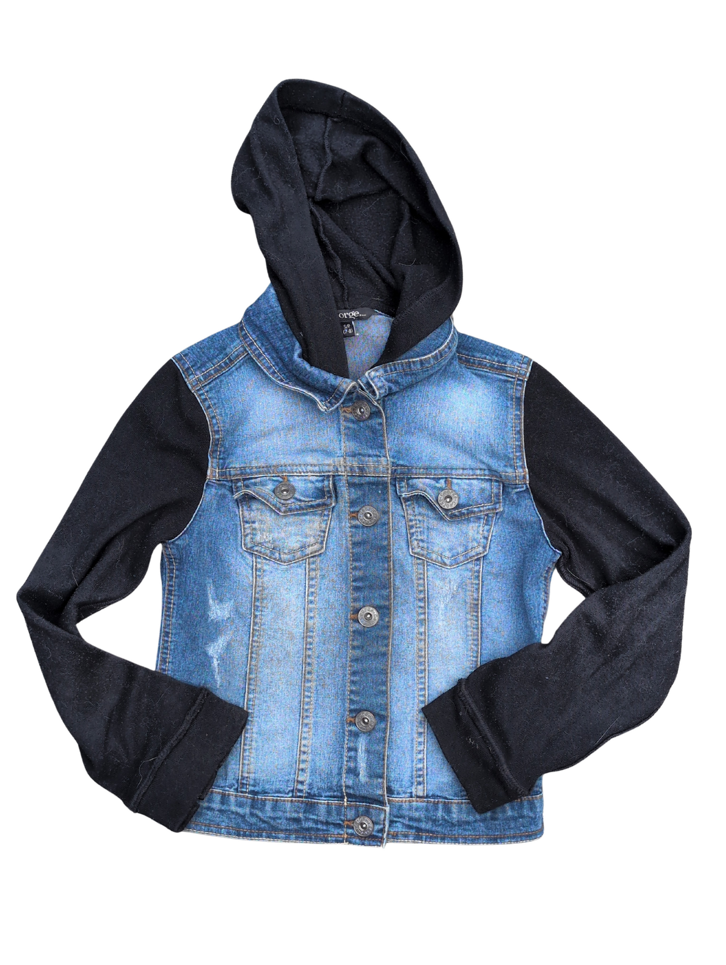 Veste en jeans délavé avec manches longues noires avec effet 2 en 1 | George | 6 ans