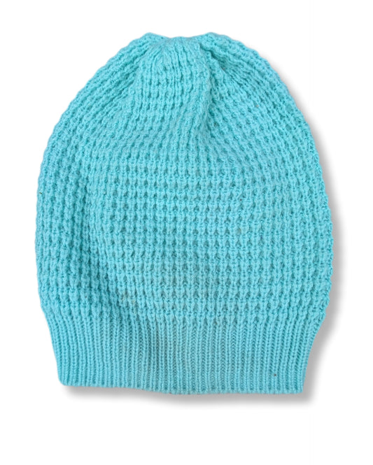 Tuque en tricot texturé de couleur turquoise | T/U