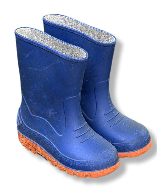 Bottes de pluie simple bleue avec semelle orange | 10 (17 cm)