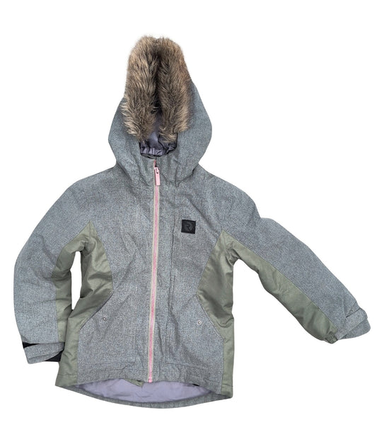 Manteau de ski kaki, très chaud avec capuche bordée de fausse fourrure | Rypzone | 8 ans