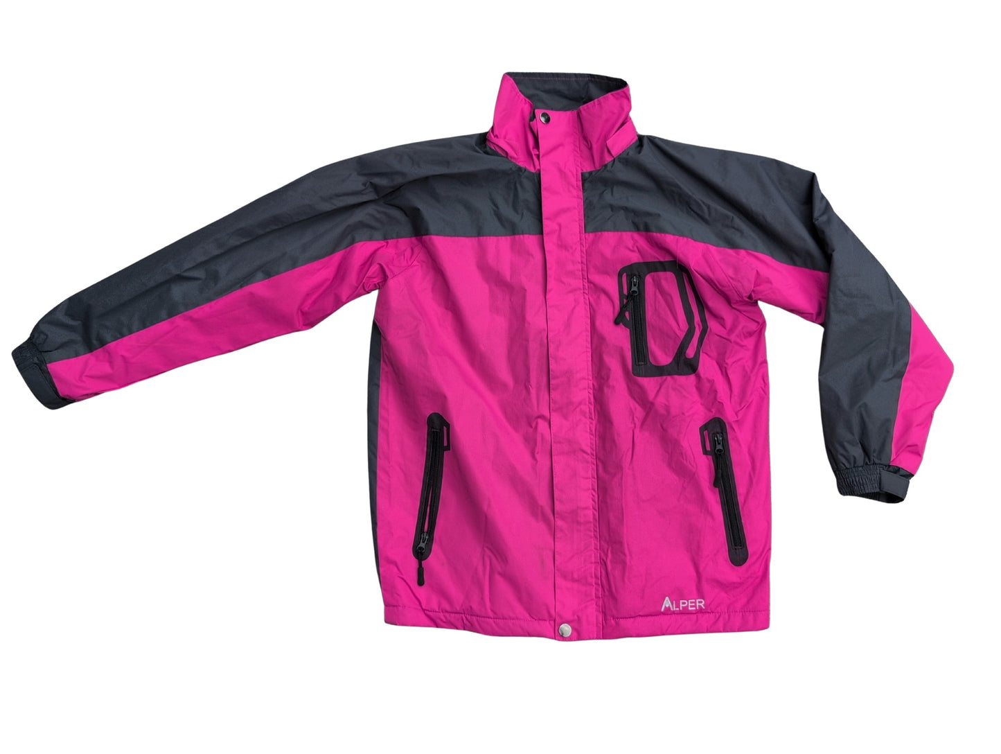 Manteau d'hiver rose & gris avec poche zippée (sans capuchon) | SMALL