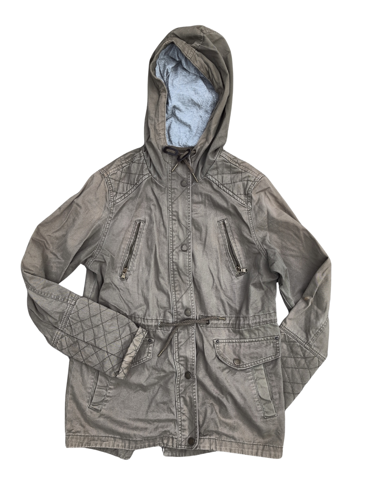 Blouson léger style parka couleur kaki avec cordon de serrage | Ardène | LARGE