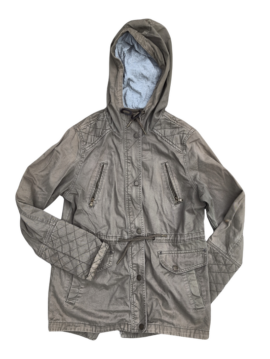 Blouson léger style parka couleur kaki avec cordon de serrage | Ardène | LARGE