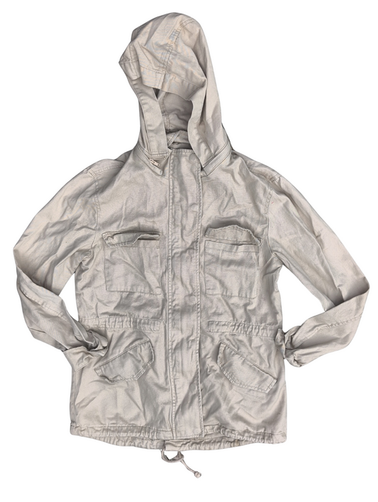 Manteau beige style parka avec poches à rabat & cordon de serrage | Ardène | SMALL