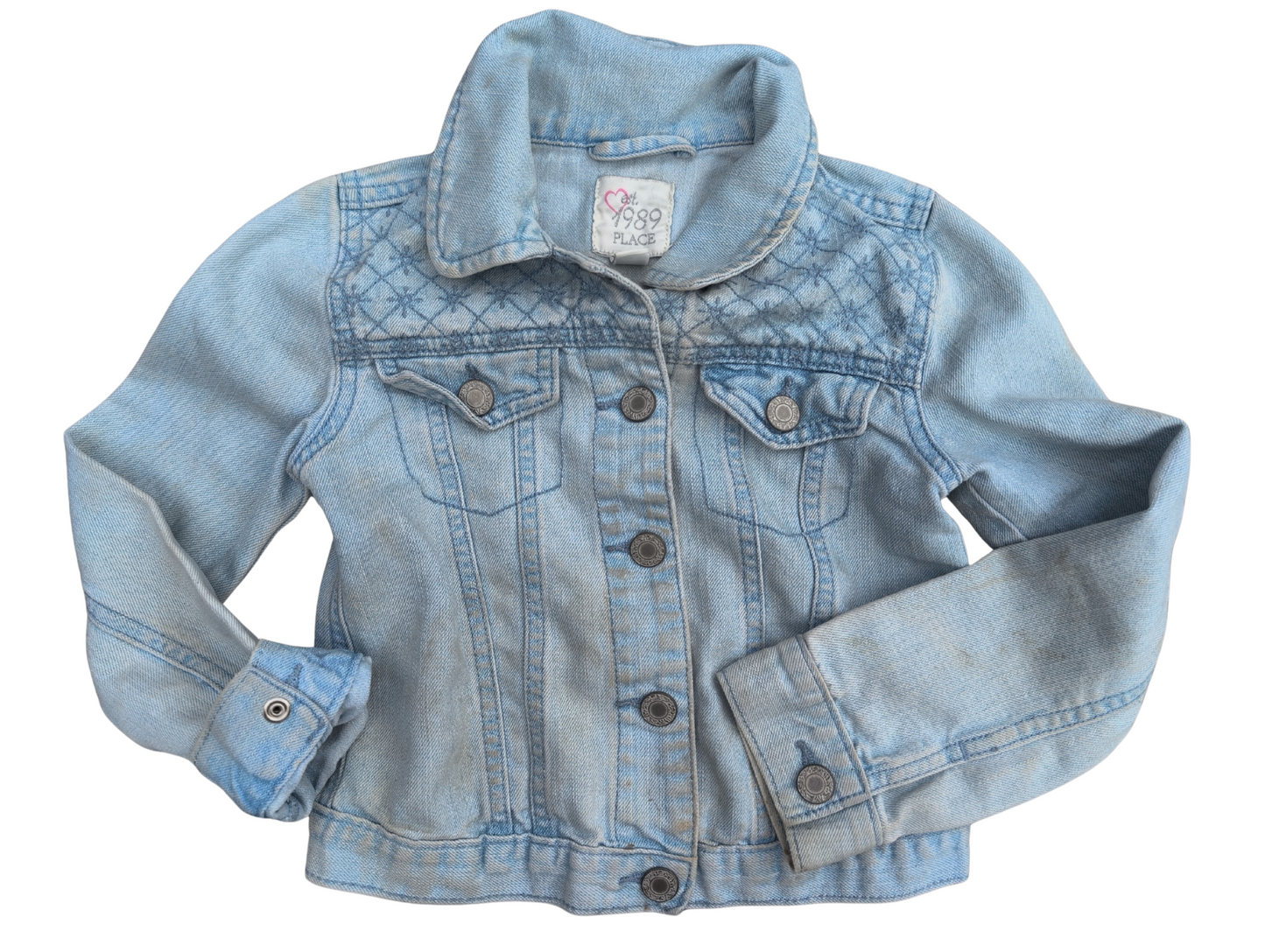 Manteau de jeans délavé avec effet matelassé à la poitrine | The children's place | 5-6 ans