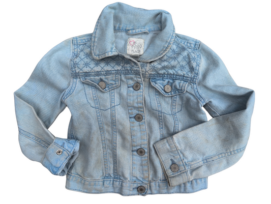 Manteau de jeans délavé avec effet matelassé à la poitrine | The children's place | 5-6 ans