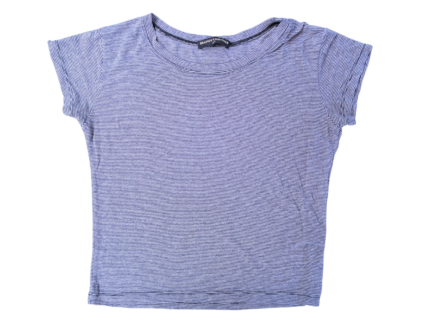 T-shirt court à manches très courtes retroussées rayé | SMALL