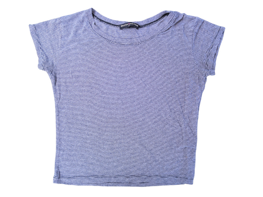 T-shirt court à manches très courtes retroussées rayé | SMALL