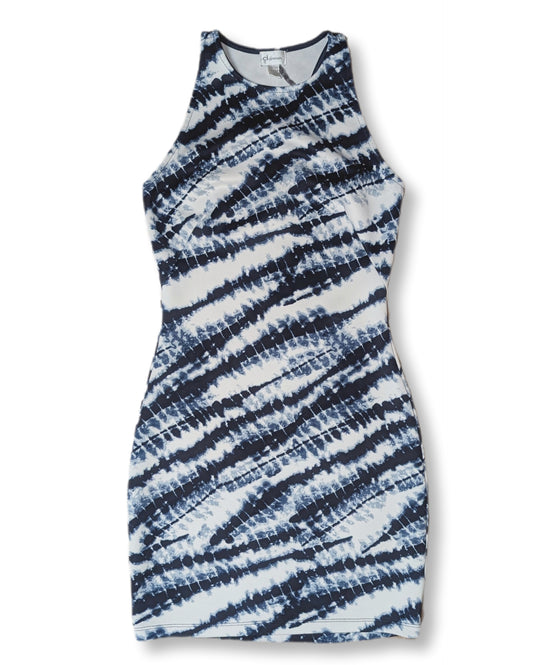 Robe courte licou sans manches style tie-dye | XS