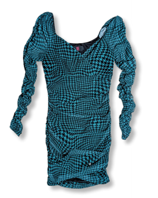 Robe style cocktail moulante aux manches longues bouffantes | M *NEUVE*