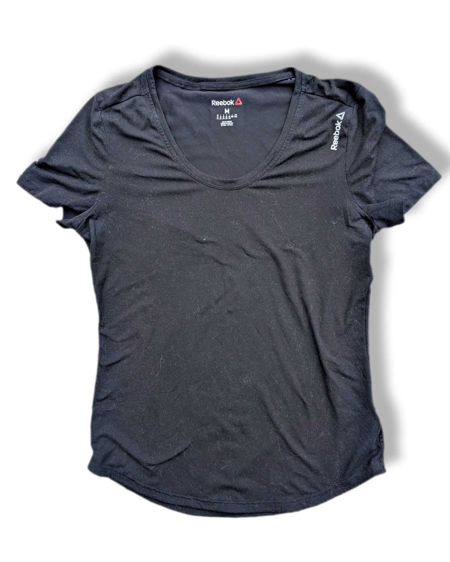 T-shirt noir à manches courtes avec tissu respirant et col rond | Reebok | MÉDIUM