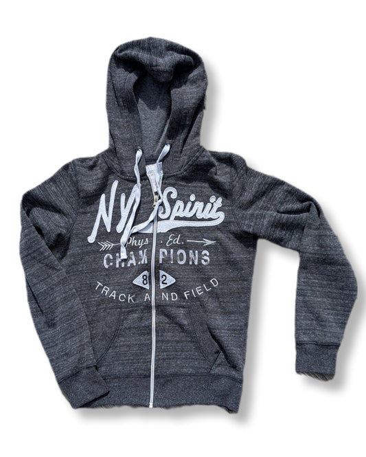 Chandail à capuchon gris avec fermeture éclair, coupe ajustée | Ardène | MÉDIUM