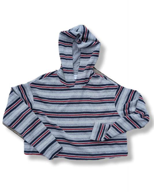 Chandail à capuchon très court style "crop-top" imprimé à rayures | Ardène | MÉDIUM