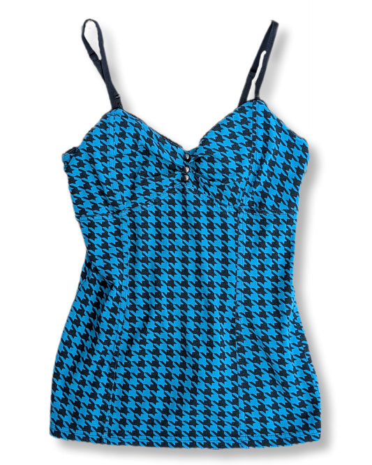 Camisole bustier motifs pied de poule avec mini bretelles | G-21 | SMALL