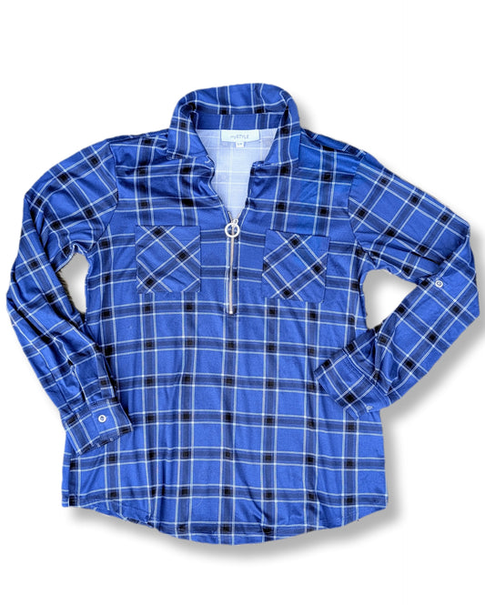 Chemisier zippé à carreaux avec poches | MYSTYLE | SMALL