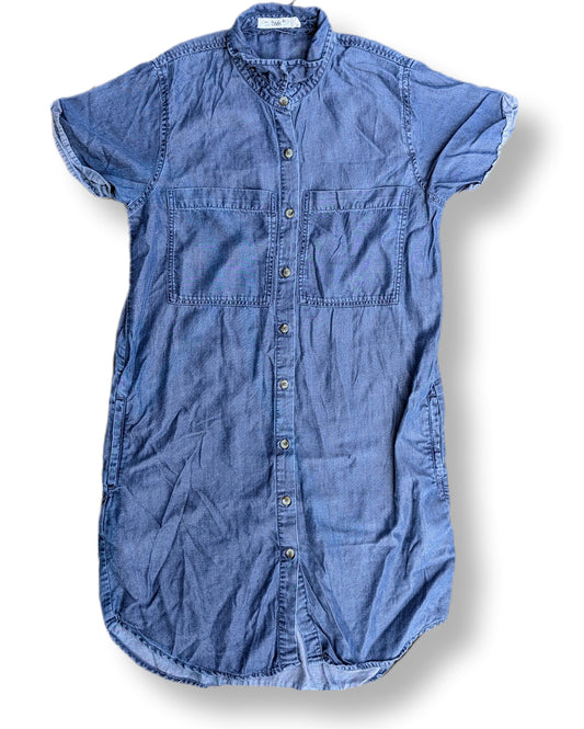 Robe-chemise longue en denim à manches courtes retroussées | TWIK  | SMALL