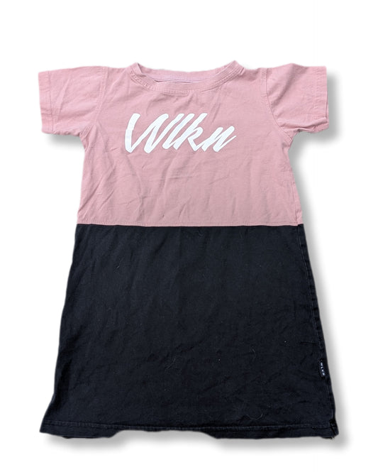 Robe t-shirt bicolore rose et noir | WALKN' | 6 ans  *imparfaite*