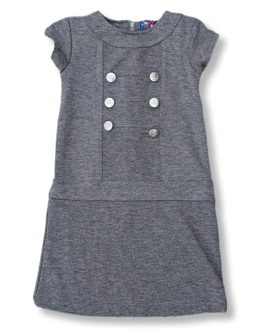 Robe grise style militaire avec faux boutons | 7 ans