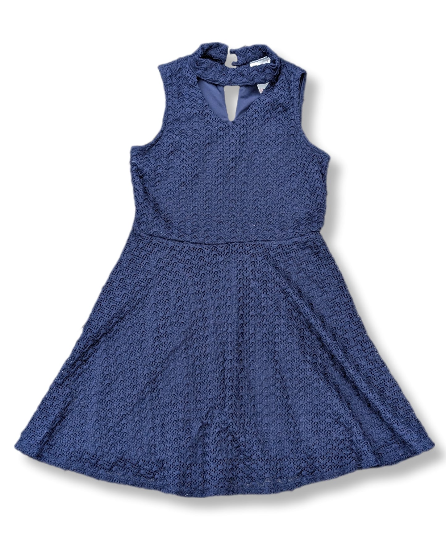 Robe patineuse bleue col licou et découpe au dos | 10 ans
