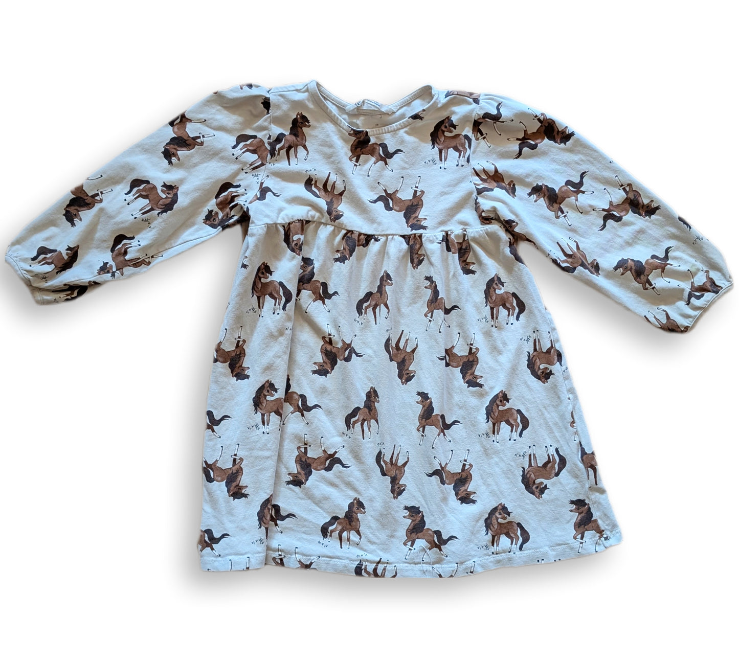 Robe en jersey doux aux manches longues avec motif chevaux 🏇 | H&M | 4-5 ans