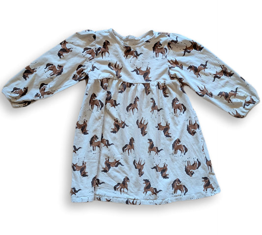 Robe en jersey doux aux manches longues avec motif chevaux 🏇 | H&M | 4-5 ans