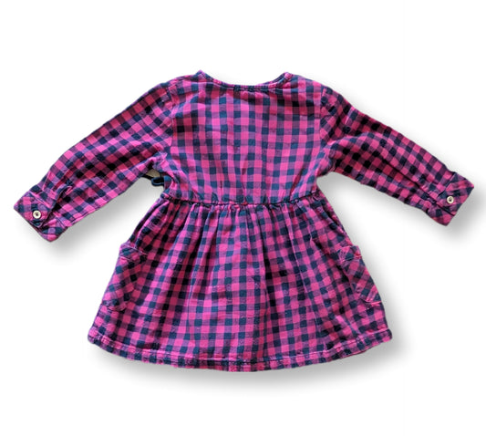 (bébé) Robe motif vichy fuchsia manches longues | BLUMIND | 24 mois