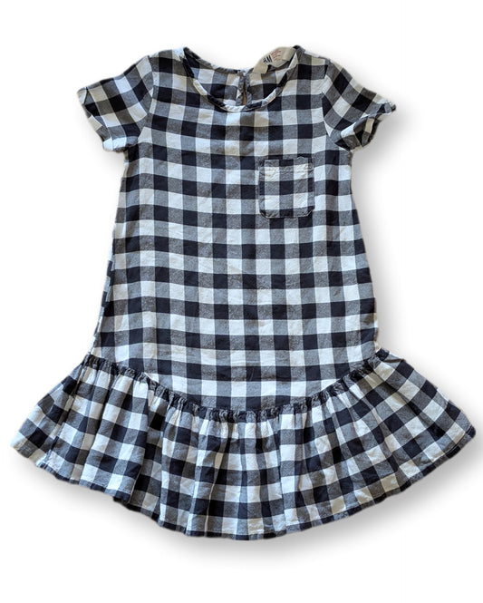 Robe confortable volantée et stylée à motif vichy | H&M | 4-6 ans